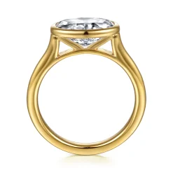 Clearance Gabriel & Co. Irene - 14K Yellow Gold East West Bezel Set Oval Diamond Engagement Ring