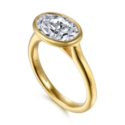 Clearance Gabriel & Co. Irene - 14K Yellow Gold East West Bezel Set Oval Diamond Engagement Ring