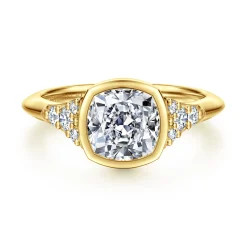 Sale Gabriel & Co. Iryna - 14K Yellow Gold Bezel Set Cushion Diamond Engagement Ring