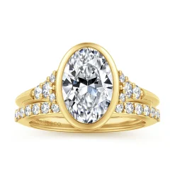 Hot Gabriel & Co. Iryna - 14K Yellow Gold Bezel Set Oval Diamond Engagement Ring
