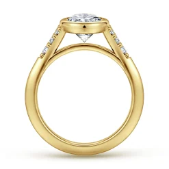Hot Gabriel & Co. Iryna - 14K Yellow Gold Bezel Set Oval Diamond Engagement Ring