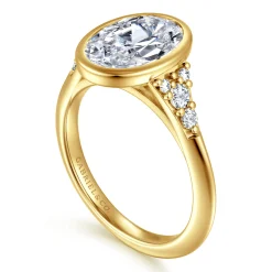 Discount Gabriel & Co. Iryna - 14K Yellow Gold Bezel Set Oval Diamond Engagement Ring