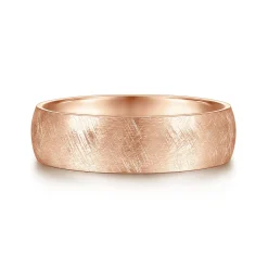 Gabriel & Co. Isaac - 14K Rose Gold 6mm - Men's Wedding Band in Diamond Brush Finish
