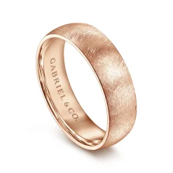 Gabriel & Co. Isaac - 14K Rose Gold 6mm - Men's Wedding Band in Diamond Brush Finish