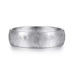Discount Gabriel & Co. Isaac - 14K White Gold 6mm - Men's Wedding Band in Diamond Brush Finish