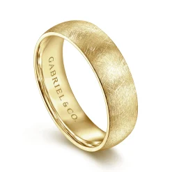 Online Gabriel & Co. Isaac - 14K Yellow Gold 6mm - Men's Wedding Band in Diamond Brush Finish