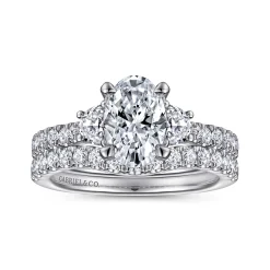 Hot Gabriel & Co. Isabel - 14K White Gold Oval Three Stone Diamond Engagement Ring