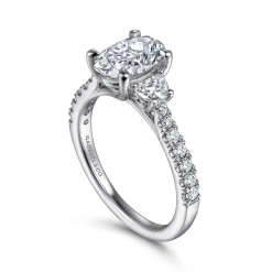 Hot Gabriel & Co. Isabel - 14K White Gold Oval Three Stone Diamond Engagement Ring