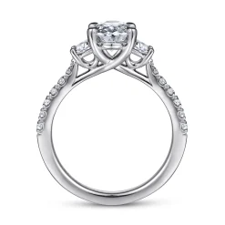 Hot Gabriel & Co. Isabel - 14K White Gold Oval Three Stone Diamond Engagement Ring