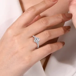 Hot Gabriel & Co. Isabel - 14K White Gold Oval Three Stone Diamond Engagement Ring