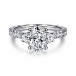Hot Gabriel & Co. Isabel - 14K White Gold Oval Three Stone Diamond Engagement Ring