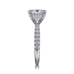 Best Gabriel & Co. Isadora - 14K White Gold Oval Three Stone Diamond Engagement Ring