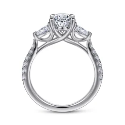 Best Gabriel & Co. Isadora - 14K White Gold Oval Three Stone Diamond Engagement Ring