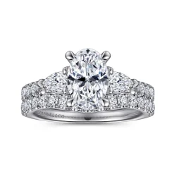 Best Gabriel & Co. Isadora - 14K White Gold Oval Three Stone Diamond Engagement Ring