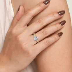 Best Gabriel & Co. Isadora - 14K Yellow Gold Oval Three Stone Diamond Engagement Ring