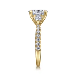 Best Gabriel & Co. Isadora - 14K Yellow Gold Oval Three Stone Diamond Engagement Ring