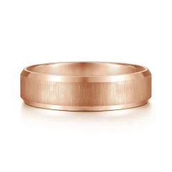 Sale Gabriel & Co. Isaiah - 14K Rose Gold 6mm - Beveled Edge Satin Finish Men's Wedding Band