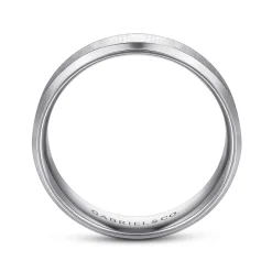 New Gabriel & Co. Isaiah - 14K White Gold 6mm - Beveled Edge Satin Finish Men's Wedding Band