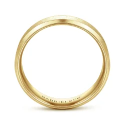 Clearance Gabriel & Co. Isaiah - 14K Yellow Gold 6mm - Beveled Edge Satin Finish Men's Wedding Band