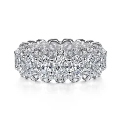 Gabriel & Co. Ischia - 14K White Gold Oval Diamond Halo Eternity Band - 6 ct