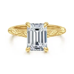 Clearance Gabriel & Co. Isolde - 14K Yellow Gold Emerald Cut Solitaire Diamond Engagement Ring