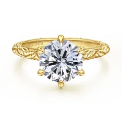 Clearance Gabriel & Co. Isolde - 14K Yellow Gold Round Solitaire Diamond Engagement Ring