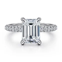 Sale Gabriel & Co. Ivonne - 14K White Gold Emerald Cut Hidden Halo Diamond Engagement Ring