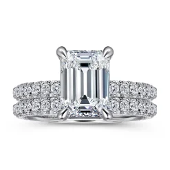Sale Gabriel & Co. Ivonne - 14K White Gold Emerald Cut Hidden Halo Diamond Engagement Ring