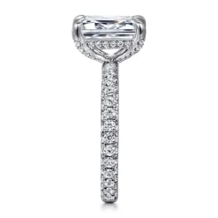 Sale Gabriel & Co. Ivonne - 14K White Gold Emerald Cut Hidden Halo Diamond Engagement Ring