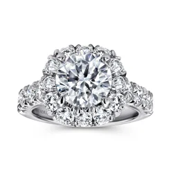 Discount Gabriel & Co. Ivory - 14K White Gold Cushion Halo Round Diamond Engagement Ring