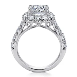 Discount Gabriel & Co. Ivory - 14K White Gold Cushion Halo Round Diamond Engagement Ring