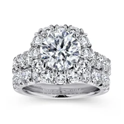 Discount Gabriel & Co. Ivory - 14K White Gold Cushion Halo Round Diamond Engagement Ring