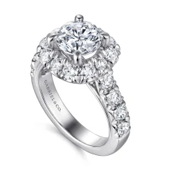 Best Gabriel & Co. Ivory - 14K White Gold Round Halo Diamond Engagement Ring