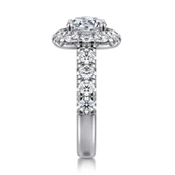 Best Gabriel & Co. Ivory - 14K White Gold Round Halo Diamond Engagement Ring