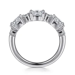 Discount Gabriel & Co. Izabelle - 14K White Gold Oval and Round Diamond Anniversary Band - 1.33 ct