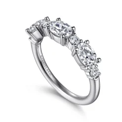 Discount Gabriel & Co. Izabelle - 14K White Gold Oval and Round Diamond Anniversary Band - 1.33 ct