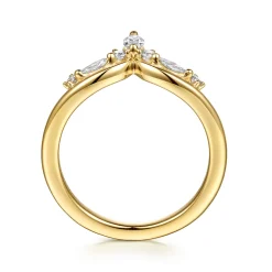 Discount Gabriel & Co. Jackson - 14K Yellow Gold Prong Set Marquise and Round Diamond Anniversary Band - 0.25 ct