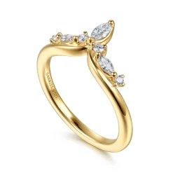 Discount Gabriel & Co. Jackson - 14K Yellow Gold Prong Set Marquise and Round Diamond Anniversary Band - 0.25 ct