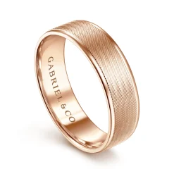 Hot Gabriel & Co. Jacob - 14K Rose Gold 6mm - Men's Wedding Band in Brushed Finish