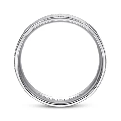 New Gabriel & Co. Jacob - 14K White Gold 6mm - Men's Wedding Band in Brushed Finish