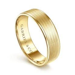 Best Gabriel & Co. Jacob - 14K Yellow Gold 6mm - Men's Wedding Band in Brushed Finish