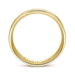 Best Gabriel & Co. Jacob - 14K Yellow Gold 6mm - Men's Wedding Band in Brushed Finish
