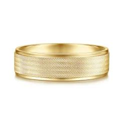 Best Gabriel & Co. Jacob - 14K Yellow Gold 6mm - Men's Wedding Band in Brushed Finish