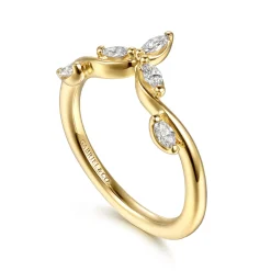 Outlet Gabriel & Co. Jaeley - 14K Yellow Gold Prong Set Marquise Diamond Anniversary Band - 0.22 ct