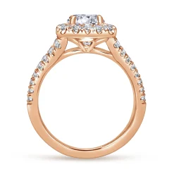 Best Gabriel & Co. James - 14K Rose Gold Cushion Halo Round Diamond Engagement Ring