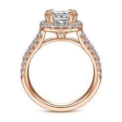 Outlet Gabriel & Co. James - 14K Rose Gold Cushion Halo Diamond Engagement Ring