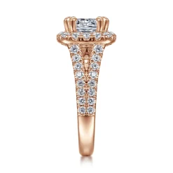 Outlet Gabriel & Co. James - 14K Rose Gold Cushion Halo Diamond Engagement Ring