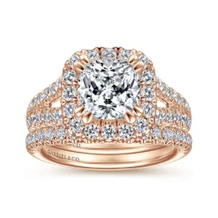 Outlet Gabriel & Co. James - 14K Rose Gold Cushion Halo Diamond Engagement Ring