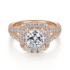 Outlet Gabriel & Co. James - 14K Rose Gold Cushion Halo Diamond Engagement Ring