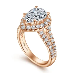 Outlet Gabriel & Co. James - 14K Rose Gold Pear Shape Halo Diamond Engagement Ring
